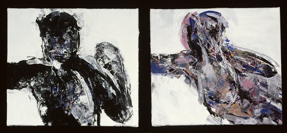 Naked man and naked woman, lying back with her arm outstretched, 1993-94